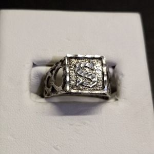 Sterling silver "S" initial Men's ring